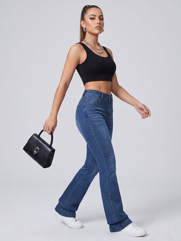 Snatched Waist Bootcut Jeans – Dark Blue