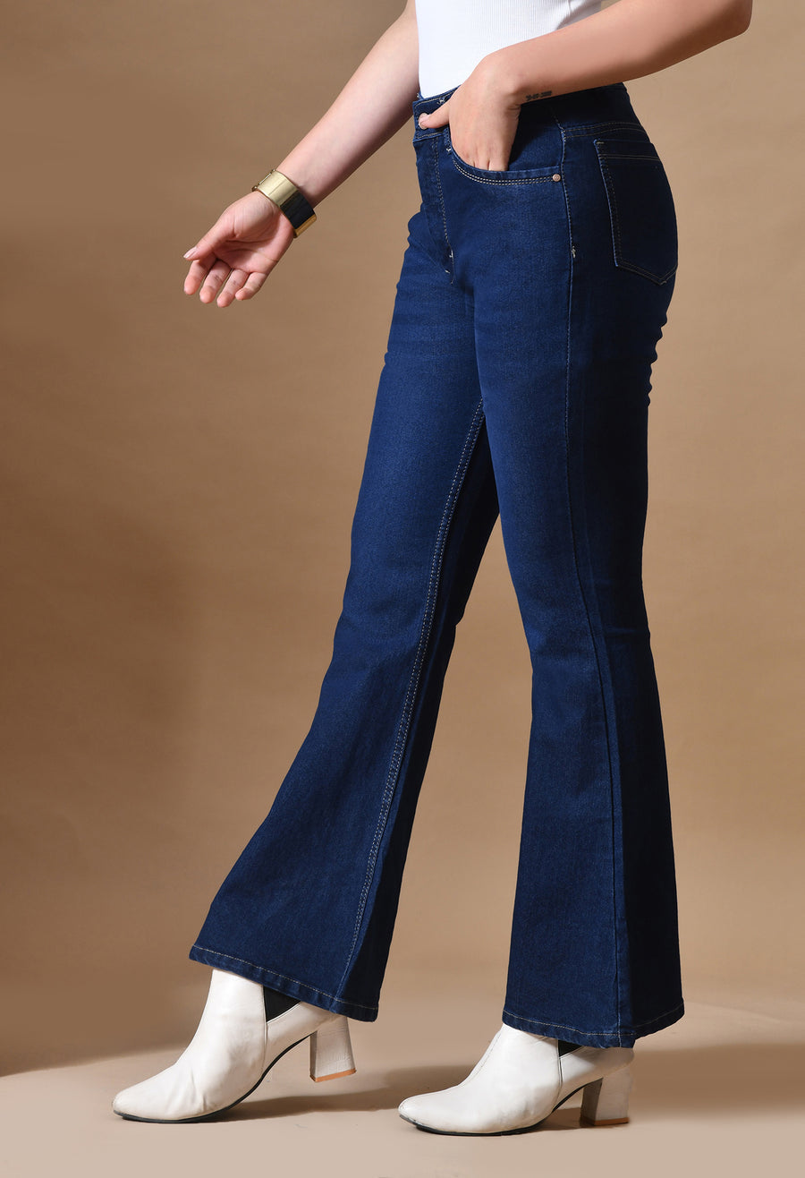Urban Chic Slim Bootcut Jeans – High Rise Bootcut Jeans Side View – Glossia Fashion