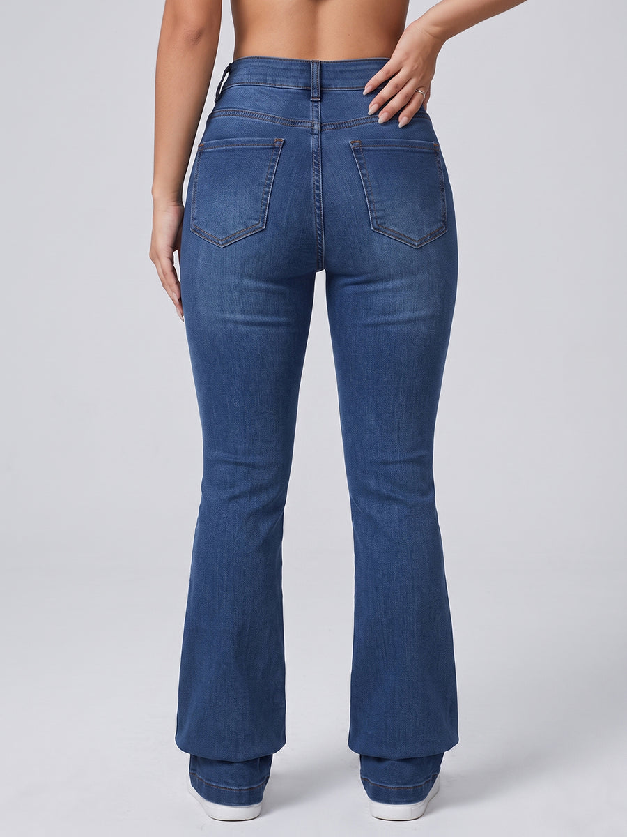Snatched Waist Bootcut Jeans – Dark Blue