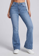 Snatched Waist Bootcut Jeans – Light Blue