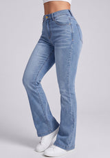 Snatched Waist Bootcut Jeans – Light Blue