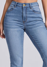 Snatched Waist Bootcut Jeans – Light Blue