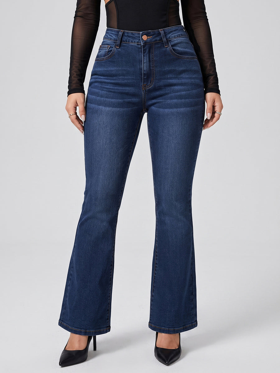 Snatched Waist Bootcut Jeans – Navy Blue