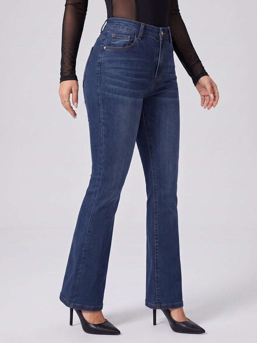 Snatched Waist Bootcut Jeans – Navy Blue