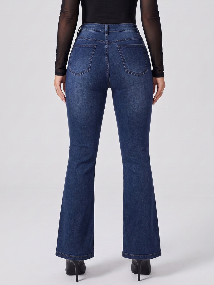 Snatched Waist Bootcut Jeans – Navy Blue