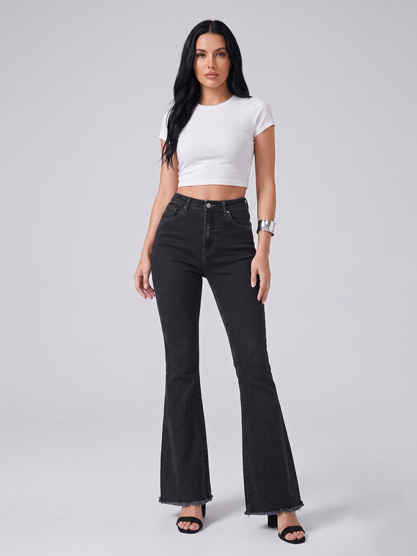 Fringe Benefits Flared Jeans – Black