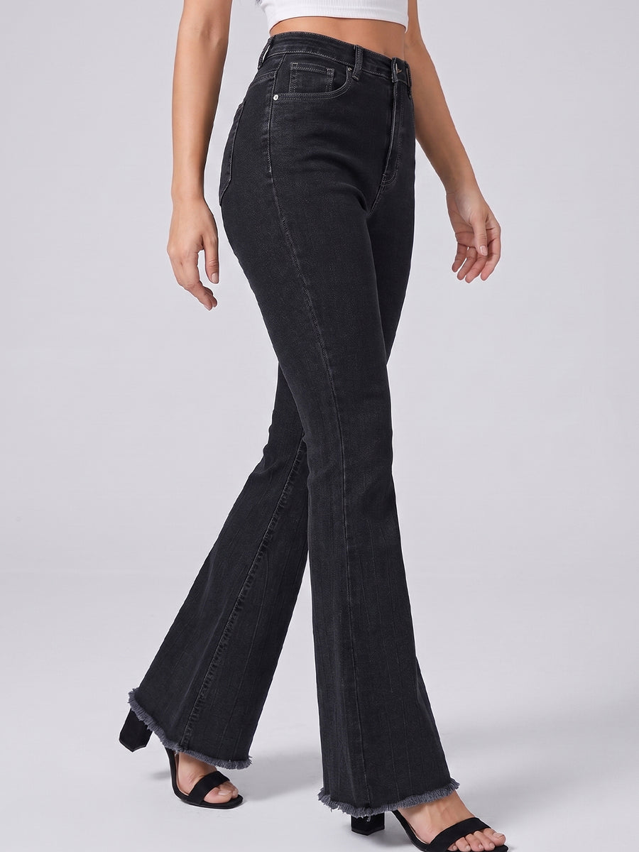 Fringe Benefits Flared Jeans – Black