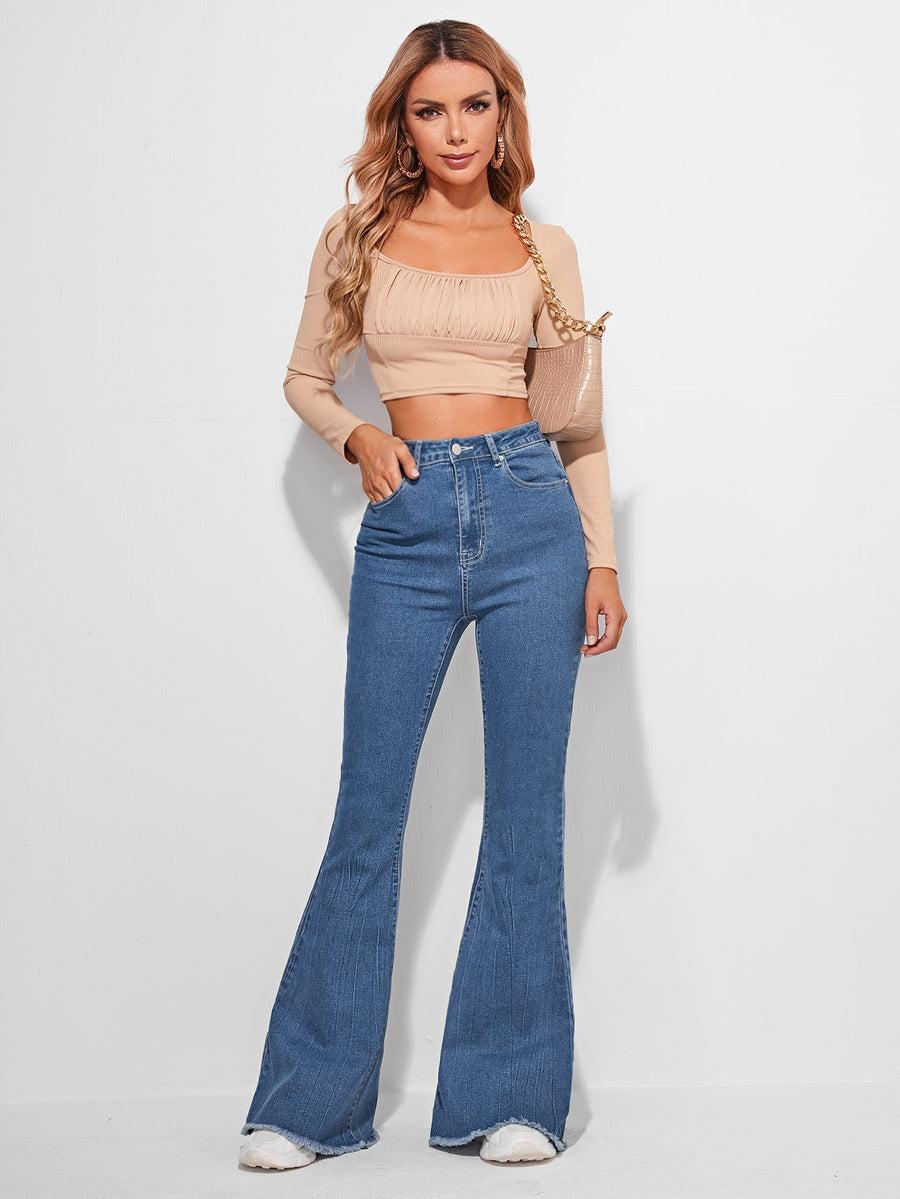 Timeless Fade High-Waist Bootcut – Blue Bootcut Jeans – Glossia Fashion