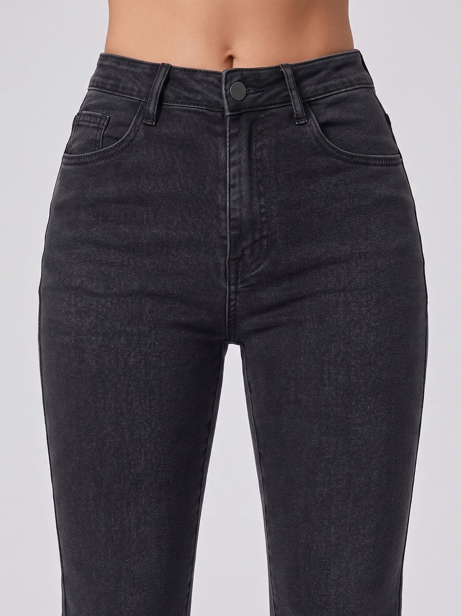 Sleek Streak Bootcut Jeans – Black