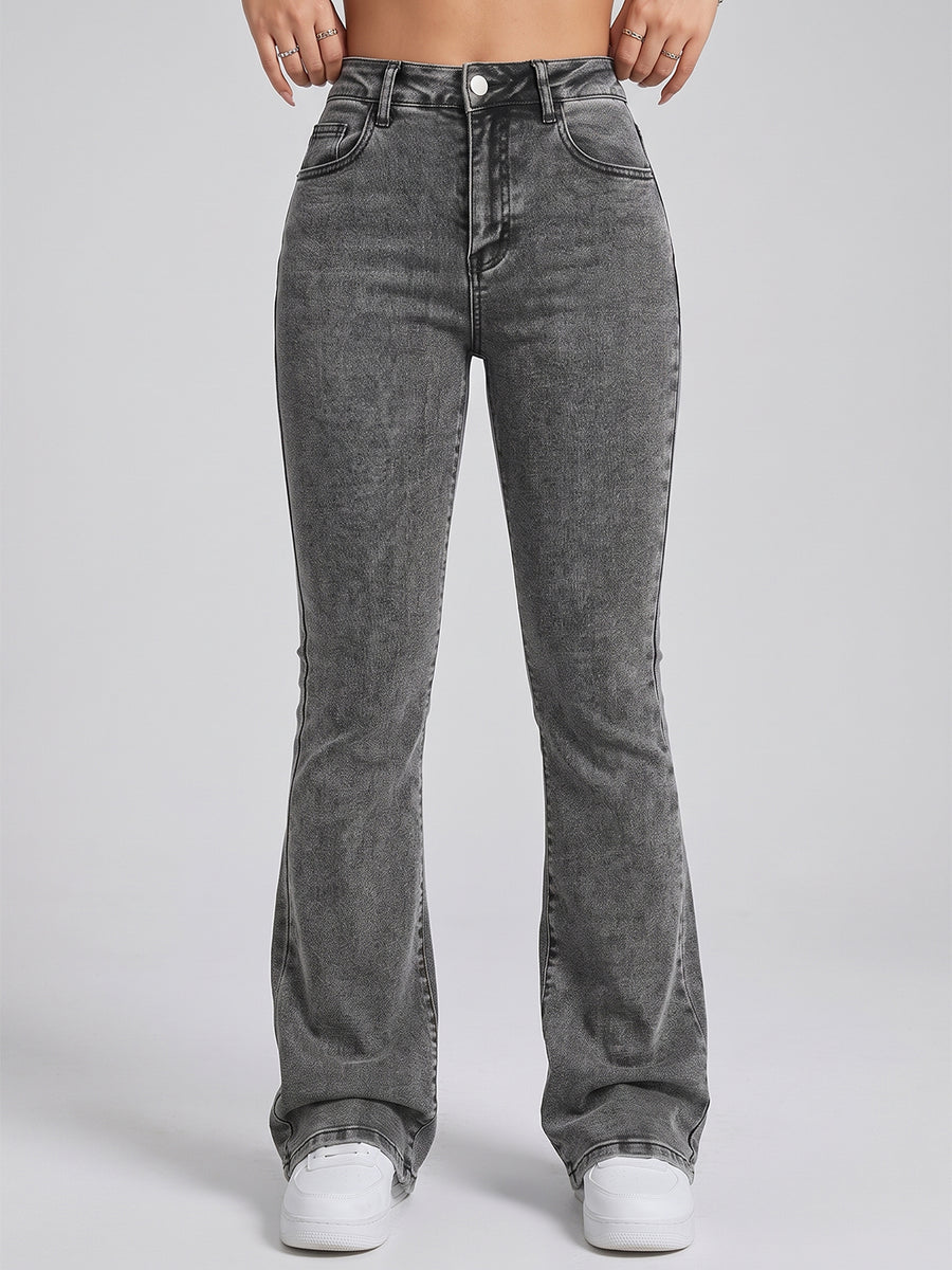 Sleek Streak Bootcut Jeans – Grey