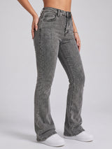 Sleek Streak Bootcut Jeans – Grey