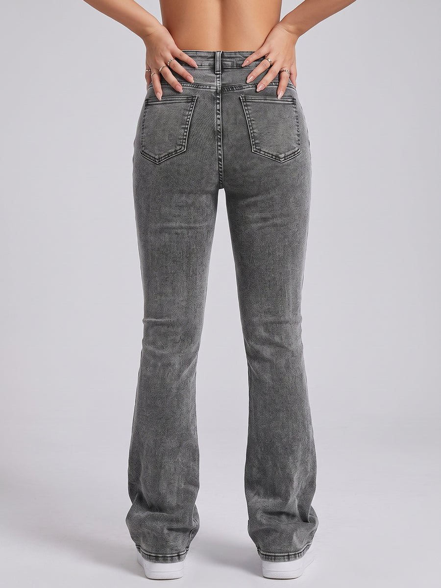 Sleek Streak Bootcut Jeans – Grey