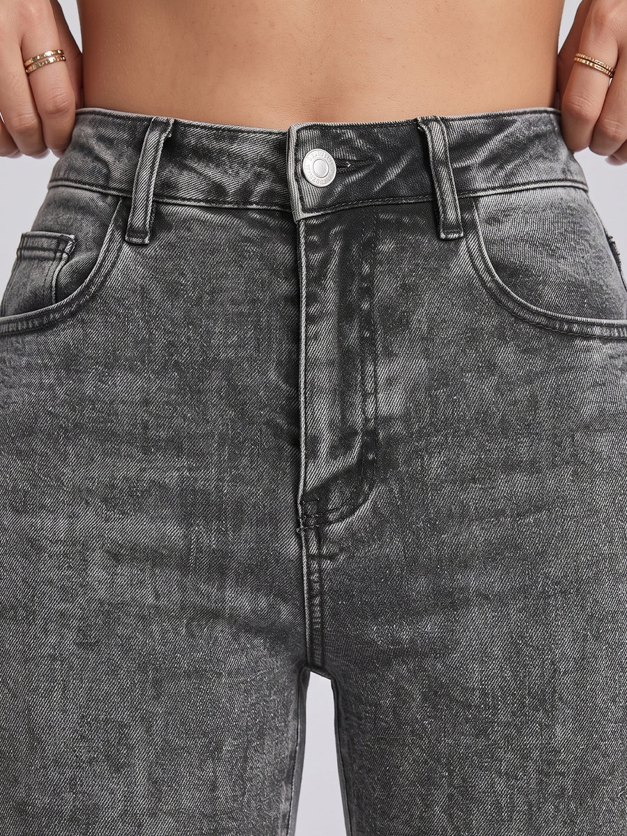 Sleek Streak Bootcut Jeans – Grey