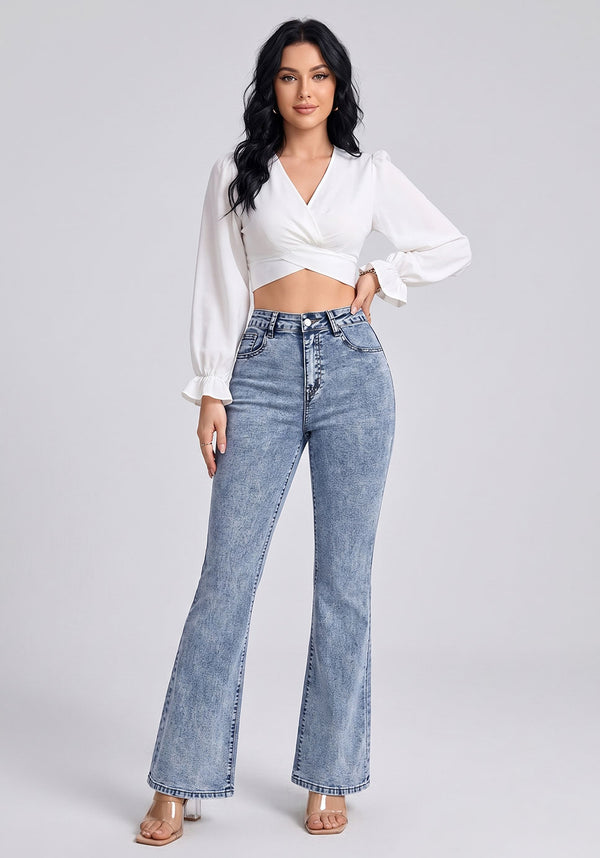 Cloud Blue Slim-Flare Denim