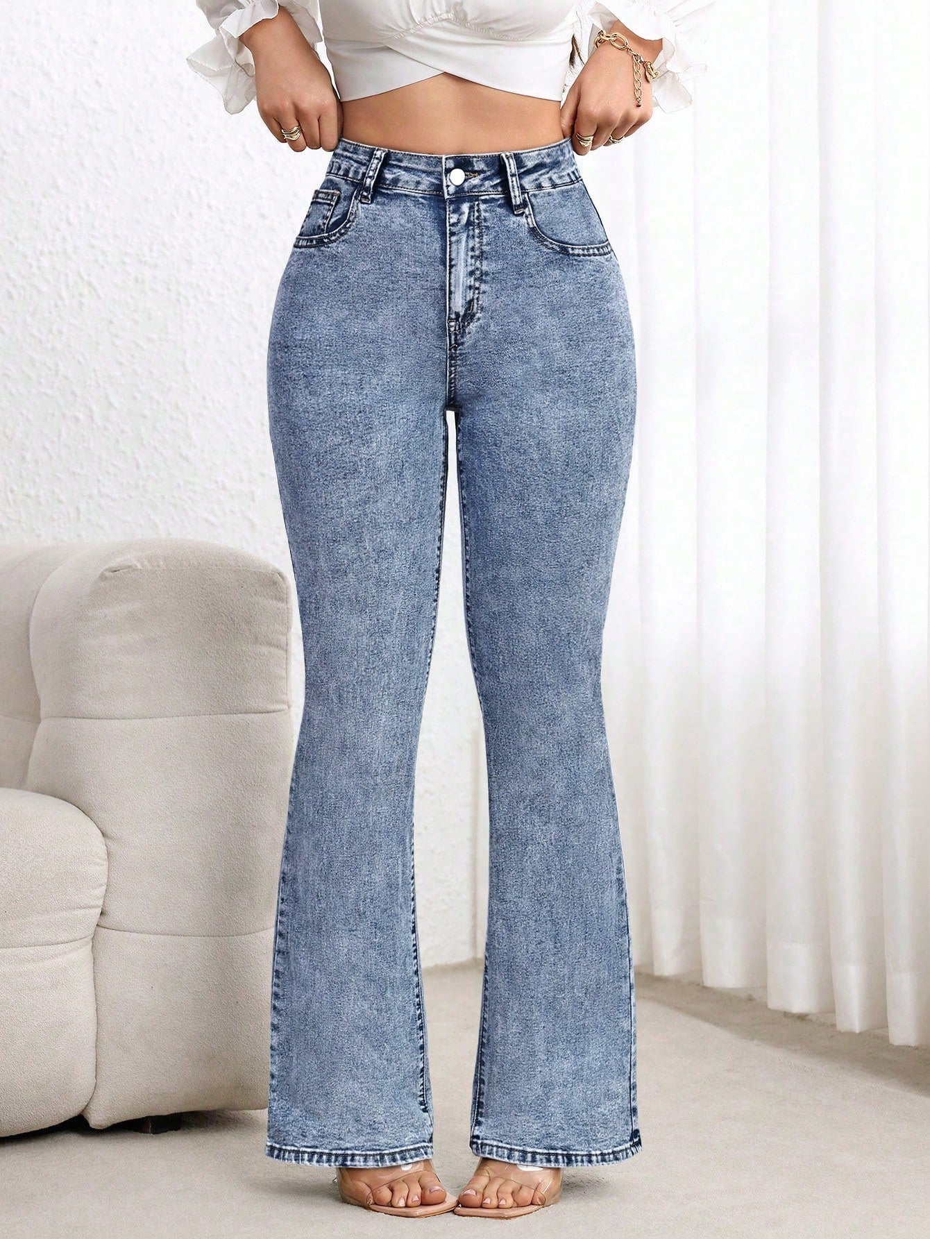 Cloud Blue Slim-Flare Denim