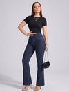 Sleek Streak Bootcut Jeans – Navy Blue