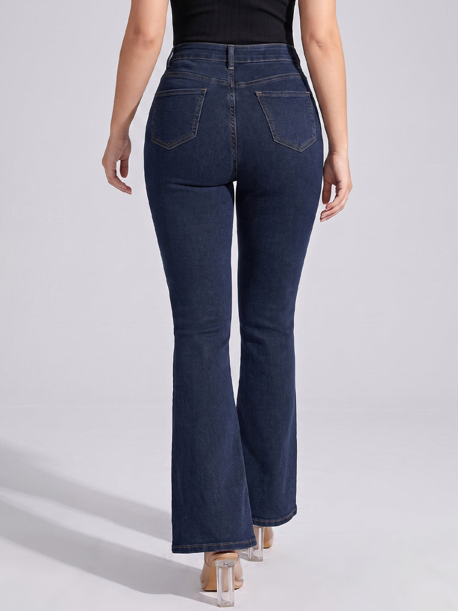 Sleek Streak Bootcut Jeans – Navy Blue