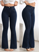 Iconic Rise Bootcut Denim – High Rise Bootcut Jeans Model View – Glossia Fashion