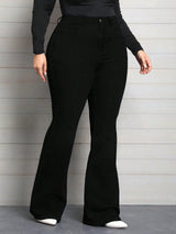 Curve Hugger Flare Jeans – High Rise Flare Jeans Back View – Glossia Fashion