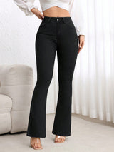 Hourglass High-Waist Flare – High Rise Flare Jeans Front View – Glossia Fashion