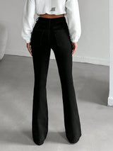 Classic Black High-Rise Bootcut Jeans – Black Bootcut Jeans Side View – Glossia Fashion