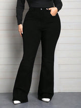 Curve Hugger Flare Jeans – High Rise Flare Jeans Front View – Glossia Fashion