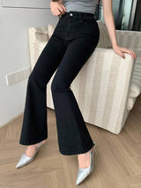 Black Magic Flare Jeans – Black Flare Jeans Back View – Glossia Fashion