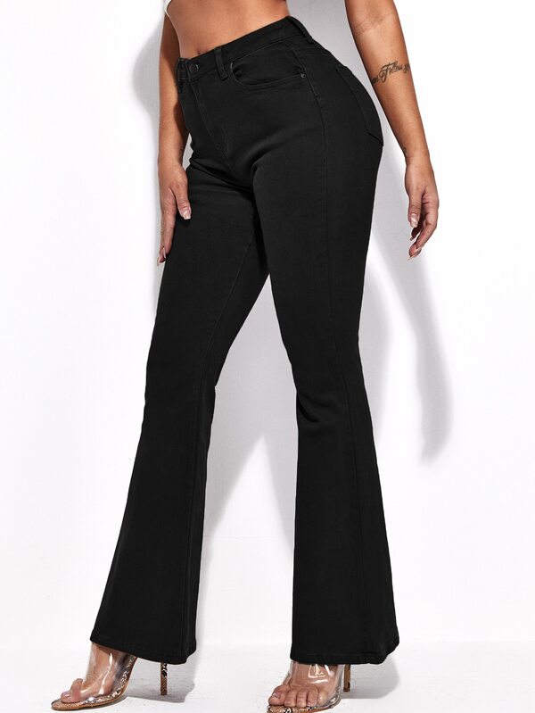 Street Chic Bootcut Jeans – High Rise Bootcut Jeans Back View – Glossia Fashion
