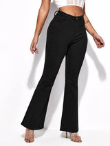 Street Chic Bootcut Jeans – High Rise Bootcut Jeans Detail View – Glossia Fashion