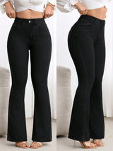 Hourglass High-Waist Flare – High Rise Flare Jeans Model View – Glossia Fashion