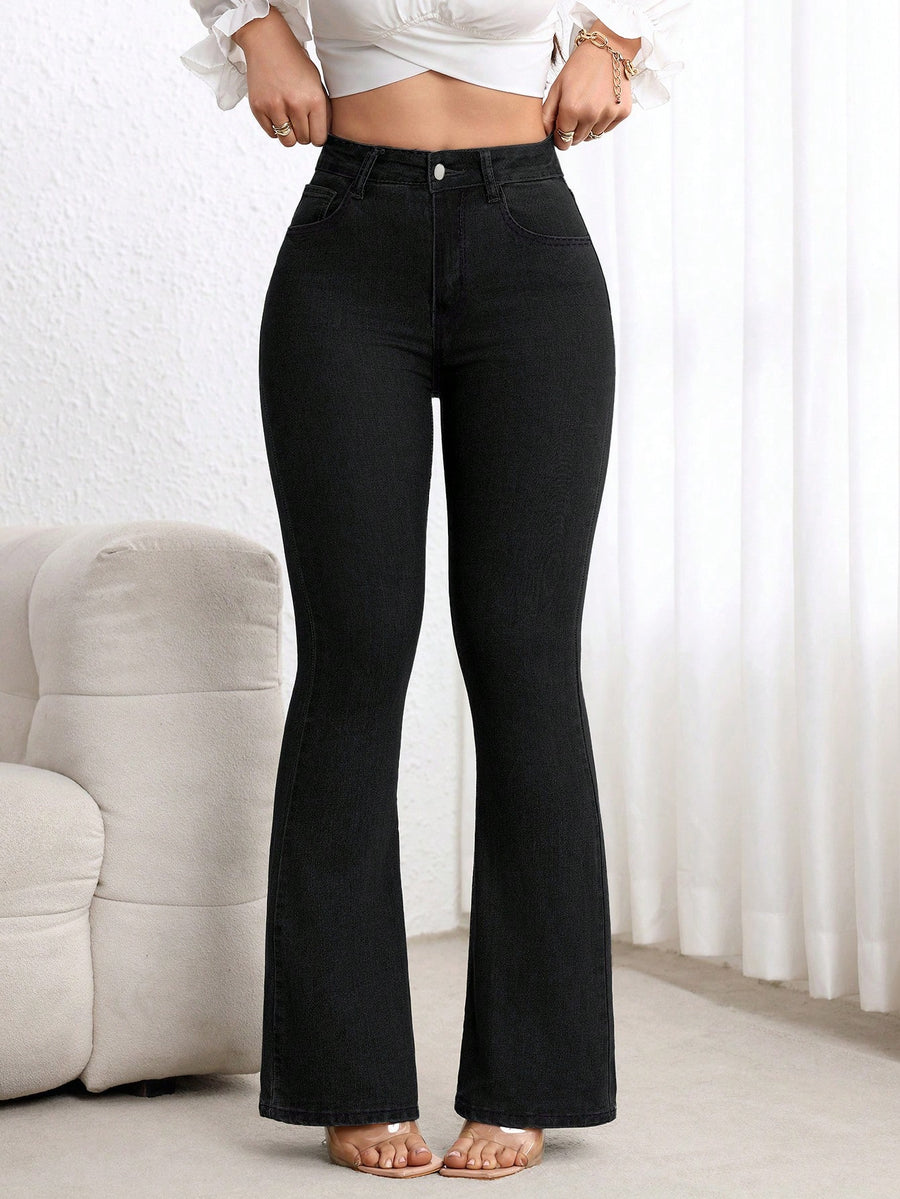 Hourglass High-Waist Flare – High Rise Flare Jeans Style View – Glossia Fashion