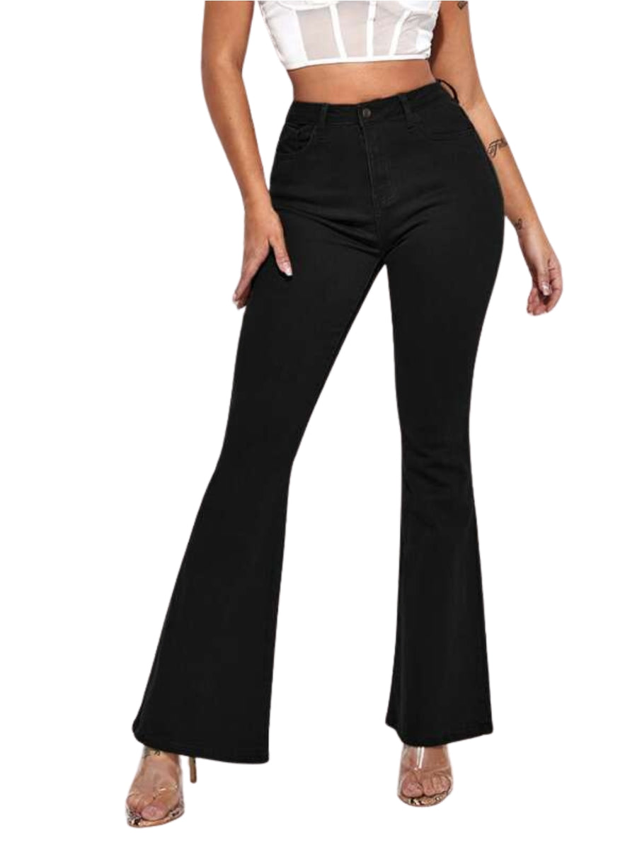 Street Chic Bootcut Jeans – High Rise Bootcut Jeans Style View – Glossia Fashion