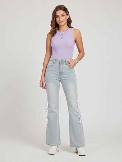 Frost Vibe Lace-Up Flared Jeans