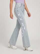 Frost Vibe Lace-Up Flared Jeans