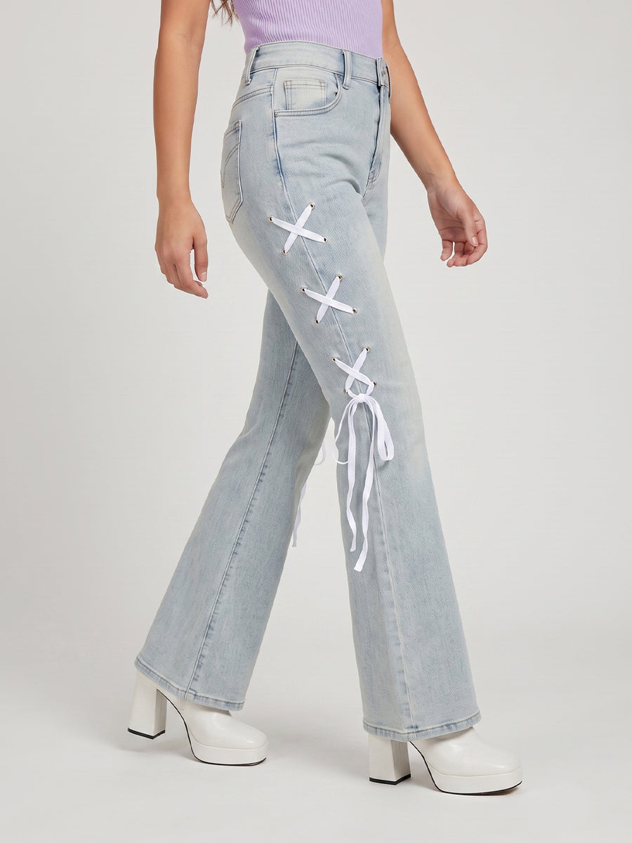 Frost Vibe Lace-Up Flared Jeans