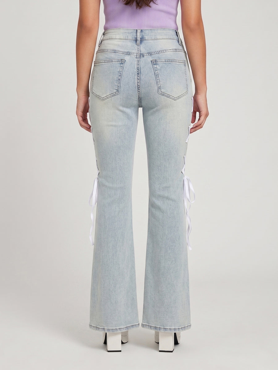 Frost Vibe Lace-Up Flared Jeans