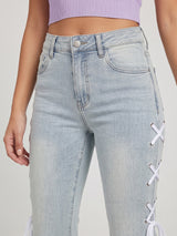 Frost Vibe Lace-Up Flared Jeans