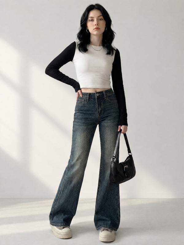 Vintage Tint Flared Bootcuts – Brown Blue