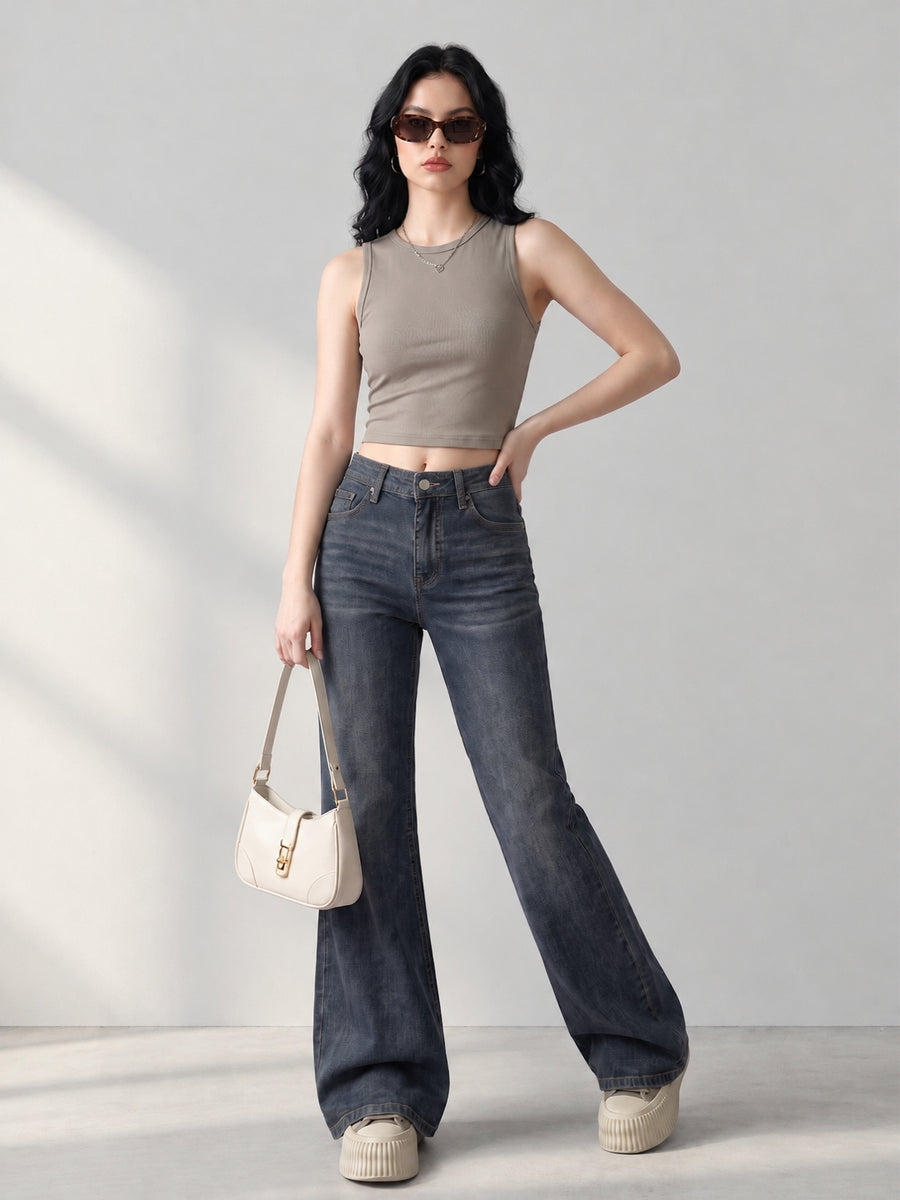 Vintage Tint Flared Bootcuts – Dark Blue
