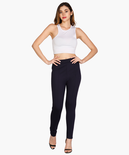 Navy Blue Second Skin High-Waisted Jeggings for Women -NT27
