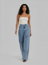 Bow Down Wide Leg Jeans – Light Blue