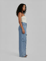 Bow Down Wide Leg Jeans – Light Blue