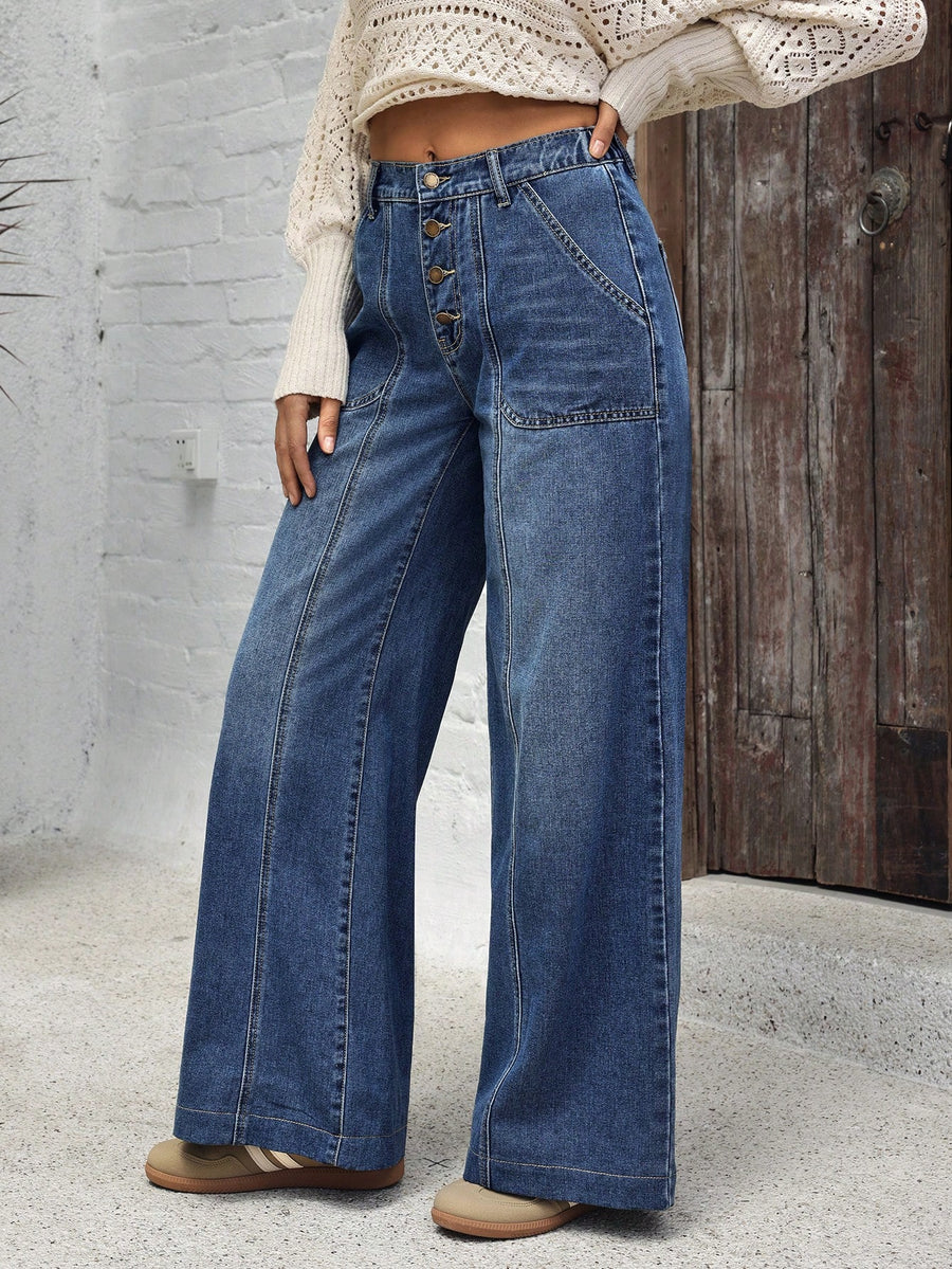 Patch Pocket Palazzo Jeans