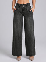 Double Take Pleated Wide Legs – Black
