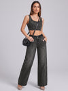 Double Take Pleated Wide Legs – Black