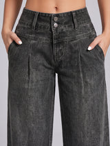 Double Take Pleated Wide Legs – Black