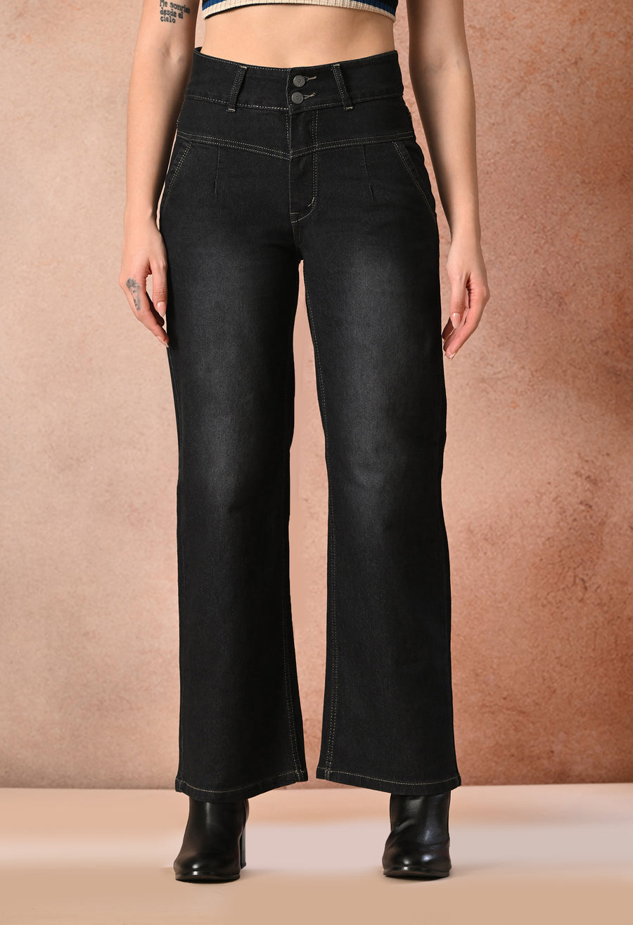 Blackstone High-Rise Jeans – Black Denim Jeans Full Length – Glossia Fashion