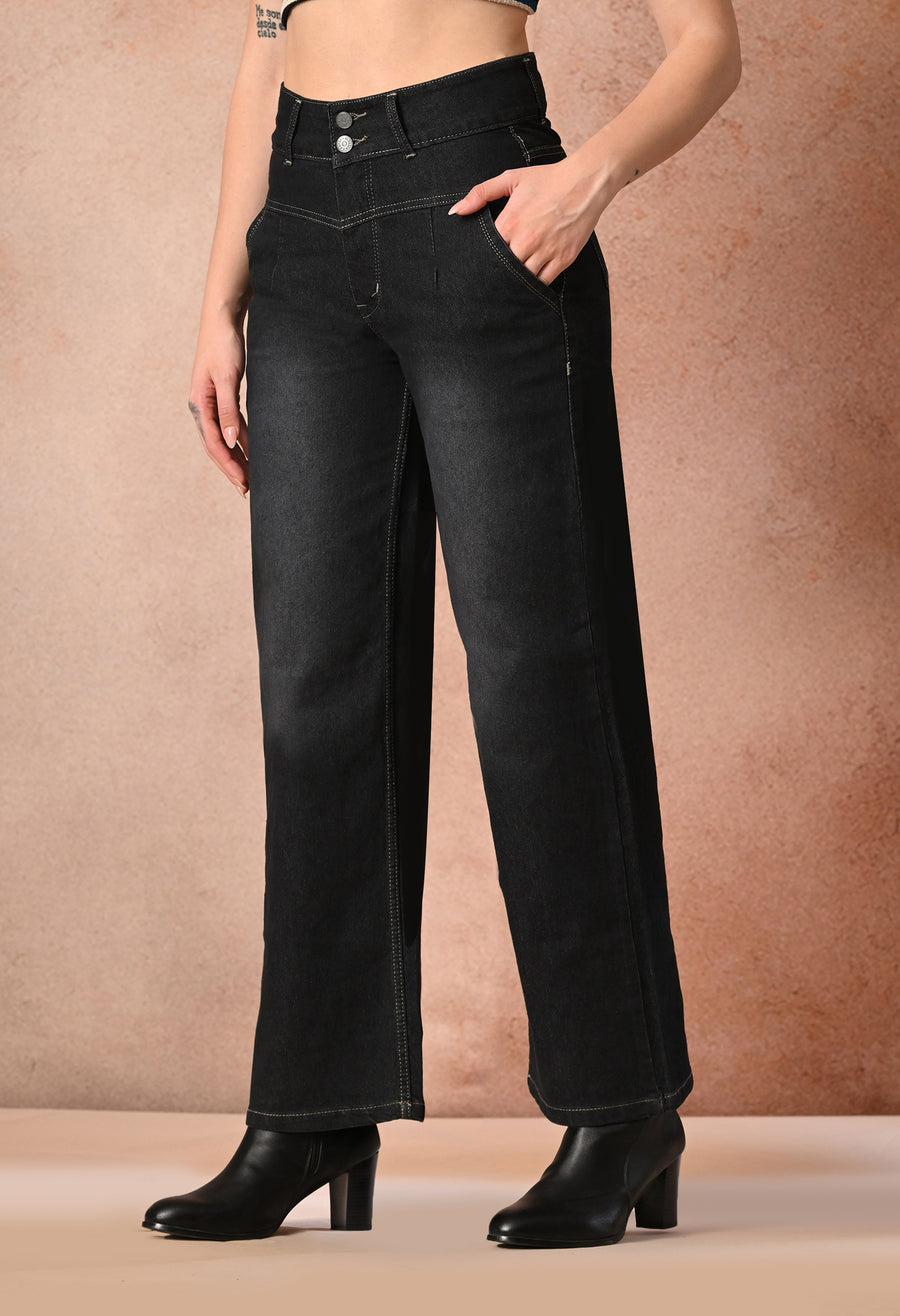 Blackstone High-Rise Jeans – Black Denim Jeans View 10 – Glossia Fashion