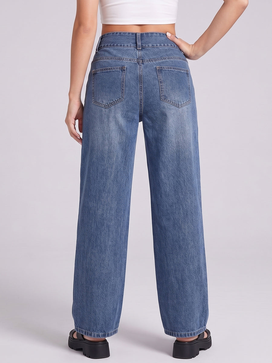 Double Take Pleated Wide Legs – Blue