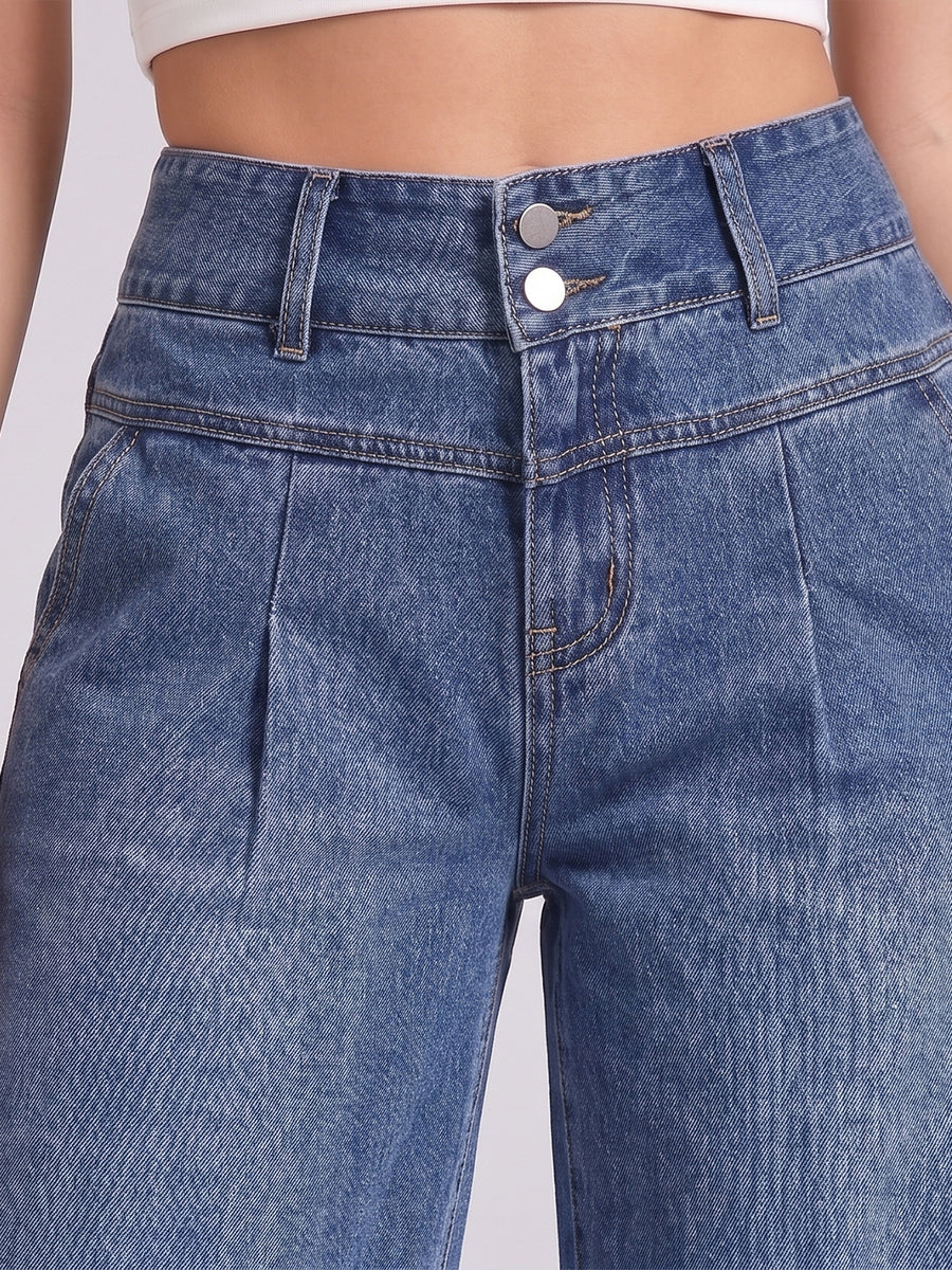 Double Take Pleated Wide Legs – Blue